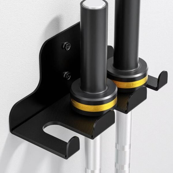 Olympic Barbell Hanger,Garage Gym Bar Wall Rack,Vertical Barbell Mount Rack,Black Powder Coated,Space Saving Commercial or Home Gym Accessory,Holds Under 33mm Bar Size - Image 2