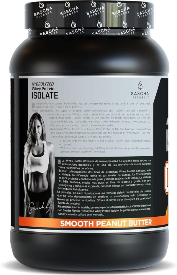 SASCHA FITNESS Hydrolyzed Whey Protein Isolate,100% Grass-Fed (2.3 Pounds, Peanut Butter) - Image 4