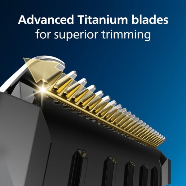 Philips Norelco Multigroom 7000 Series, All-in-One Trimmer, Beard Trimmer and Hair Clipper, 23-Piece Men's Grooming Kit for Beard, Face, Nose, Ear, Body, with Titanium Blades, Travel Pouch, MG7970/49 - Image 5