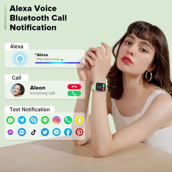 Smart Watch for Women Men, Smartwatch 1.8'' Alexa Built-in Fitness Tracker IP68 Waterproof Watch for Women Compatible for Android & iOS with Bluetooth Calls, IP68 Heart Rate/Sleep/SpO2 Monitor, 110+ - Image 5