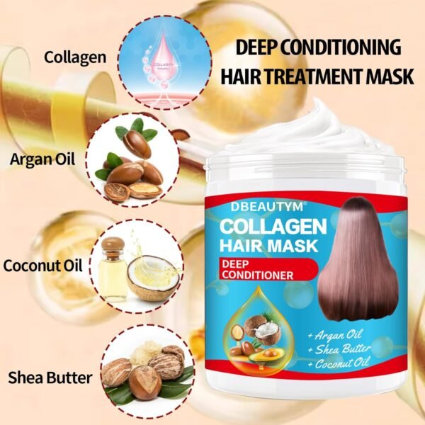 Collagen Hydrating Hair Mask Keratin Hair Serum,Natural Deep Conditioner Hair Mask,Moisturizing Hair Oil for Split Ends, Hair Styling Serum for Frizzy & Dry Hair,Keratin Styling Oil Capsules - Image 5