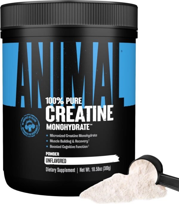 Animal Micronized Creatine Monohydrate Powder - Delays Muscle Fatigue, Supports Muscle Growth, Endurance, ATP Production, Cognitive Function, Strength, and Recovery for Men & Women - Unflavored, 300g - Image 2