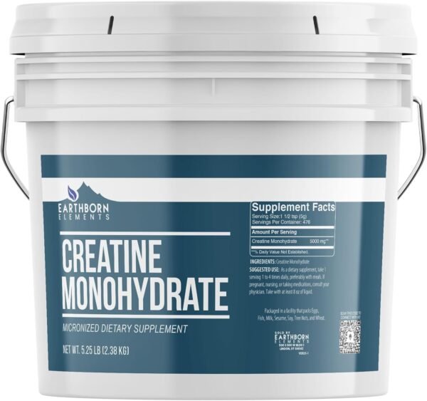 Earthborn Elements Creatine Monohydrate Powder 1 Gallon Bucket, Micronized & Unflavored, Dietary Supplement, No Additives - Image 2