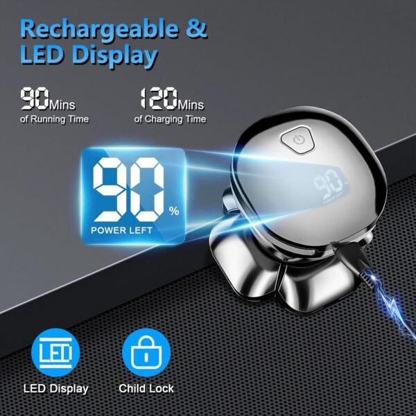 9D Head Shaver for Bald Men, 6-in-1 Bald Head Shavers for Men with Nose Hair Trimmer, Waterproof Electric Razor Grooming Kit, Wet/Dry Detachable Head Shavers with LED Display - Image 7