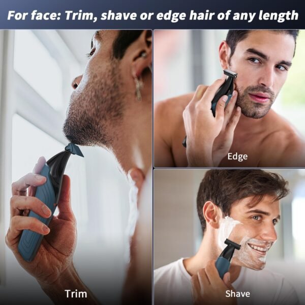 Body Hair Trimmer for Men, Mens Body Groomer with Beard Trimmer & Nose Hair Trimmer Dual-Head Trimmer, No Nick Shaver Electric Razor for Men Face Pubic Hair, All-in-One Ultra-Sharp Blade - Image 7