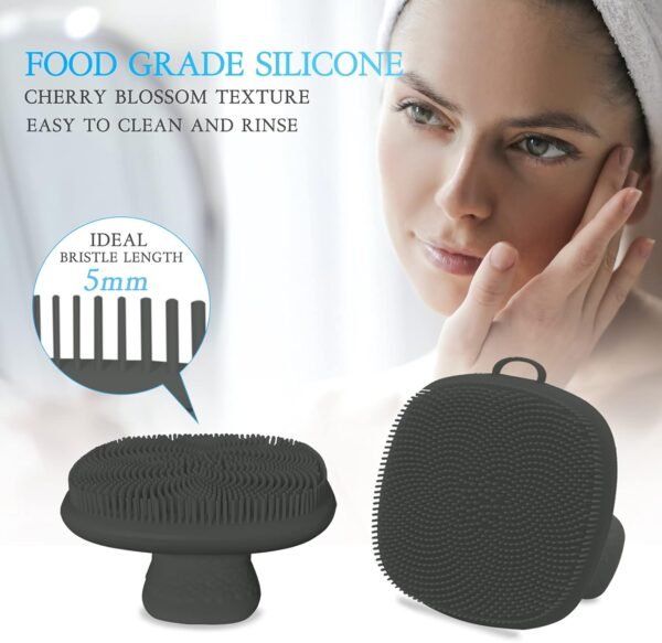 Silicone Face Scrubber Exfoliator Brush, Manual Facial Cleansing Exfoliating Brush, Gentle Face Scrub Wash Brush for Women and Men (Black) - Image 5