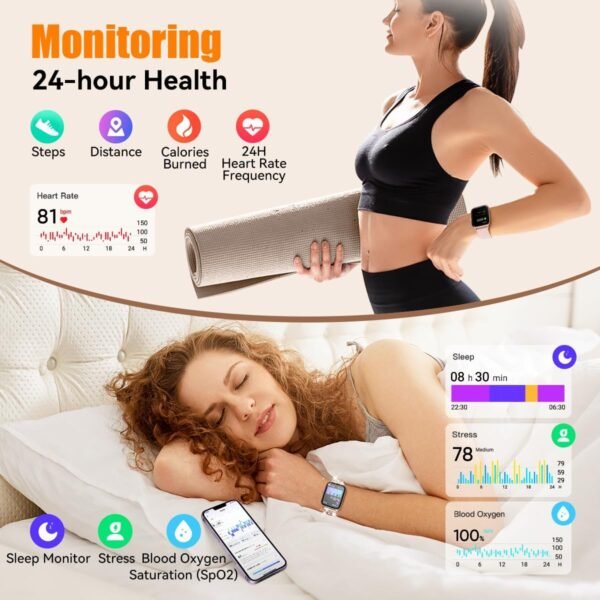 Gydom Smart Watch for Women with Diamond Jewelry Watchband, Alexa Built-in, IP68 Waterproof Fitness Tracker with Bluetooth Call, 1.8" Smartwatch with Heart Rate/SpO2/Sleep Monitor, 101+ Sports Mode - Image 4