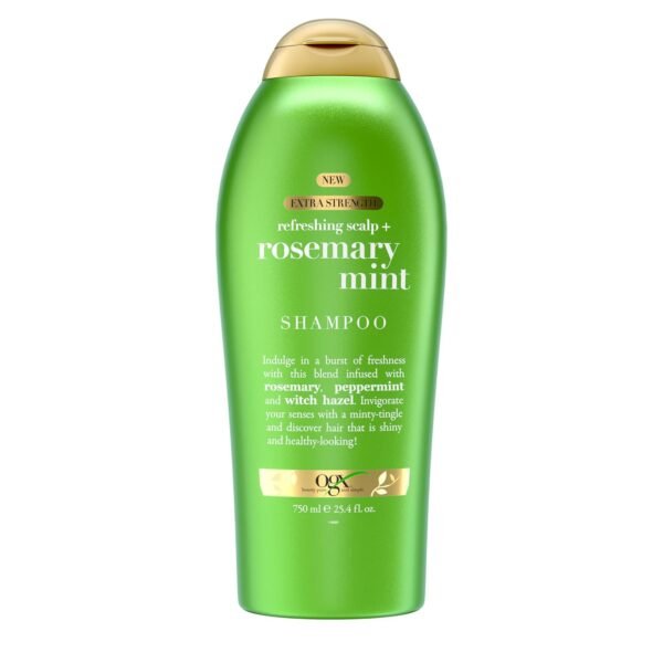 OGX Extra Strength Refreshing Scalp + Rosemary Mint Shampoo, Nourishing Shampoo Infused with Rosemary Mint for Shiny, Healthy-Looking Hair, Sulfate-Free Surfactants, 25.4 fl. Oz - Image 2