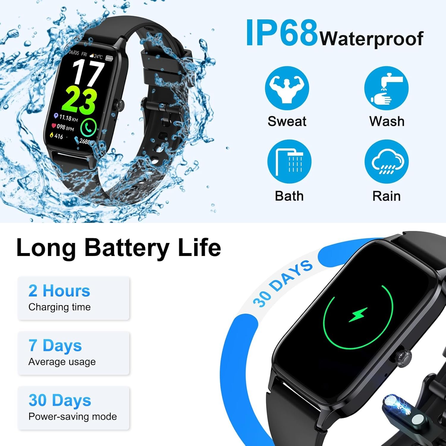 Smart Watch for Men Women (Answer/Make Call), 1.57” Fitness Tracker 113+ Sports Smartwatch, Heart Rate/Sleep Monitor/Pedometer/Calories Fitness Watch, IP68 Waterproof Activity Tracker for Android iOS - Image 8