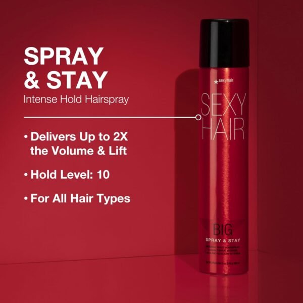 SexyHair Big Spray & Stay Intense Hold Hairspray | Extreme Hold and Shine | Up to 72 Hour Humidity Resistance | All Hair Types - Image 3