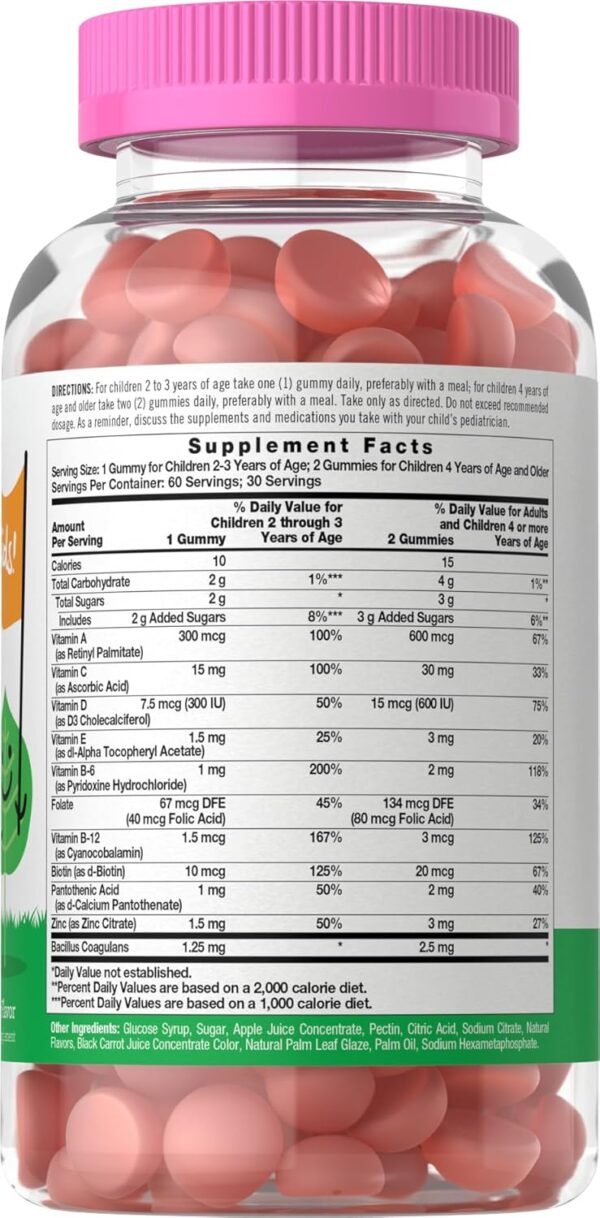 Carlyle Kids Multivitamin Gummies with Probiotics | 60 Chewables | Berry Flavor | Vegetarian, Non-GMO, Gluten Free Children's Supplement | by Lil' Sprouts | Packaging May Vary - Image 3