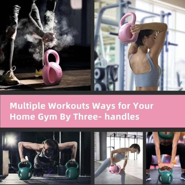 RUNWE 3 Handle Kettlebells Weight - Weight for Women Options 5, 10, 15 and 20 LB for Russian Twists AB Exercise, Weightlifting and Core Fitness Exercise Home Gym [Single in Sold] - Image 7