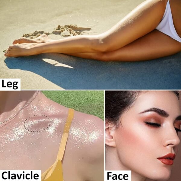 Highlighter Powder Mist Body Glitter Facial High Gloss Spray,Glitter Shimmer Powder Makeup Spray,Face,Hair and Body Glitter Spray (Champagne Gold) - Image 5