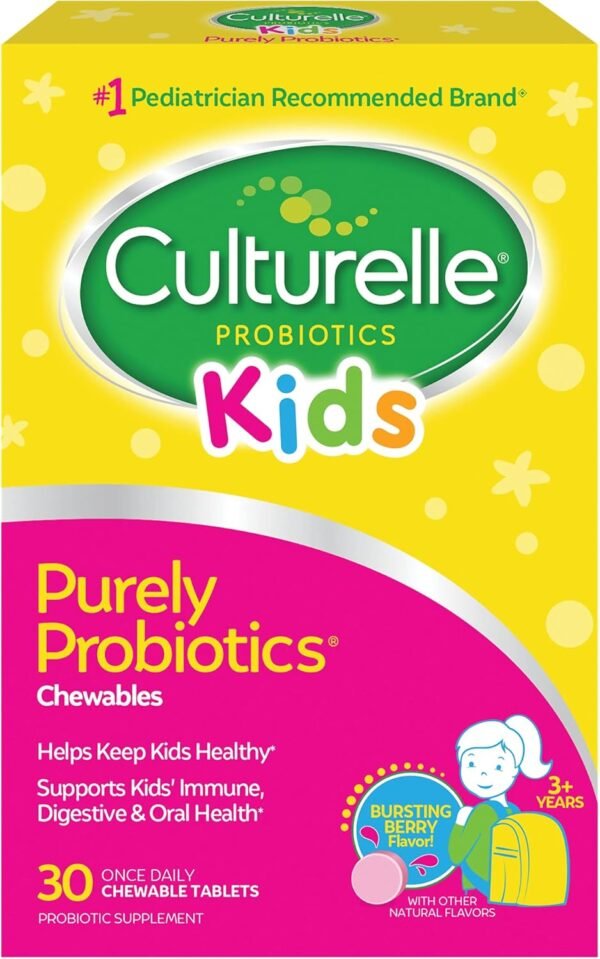 Culturelle Kids Chewable Daily Probiotic for Kids, Ages 3+, 30 Count, #1 Pediatrician-Recommended Brand, Natural Berry Flavored Daily Probiotics for Digestive Health, Oral Care & Immune Support - Image 2