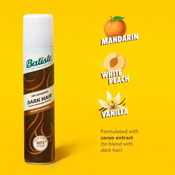 Batiste Dry Shampoo for Dark Hair, Refresh Hair and Absorb Oil Between Washes, Waterless Shampoo for Added Hair Texture and Body, 6.35 OZ Dry Shampoo Bottle - Image 3
