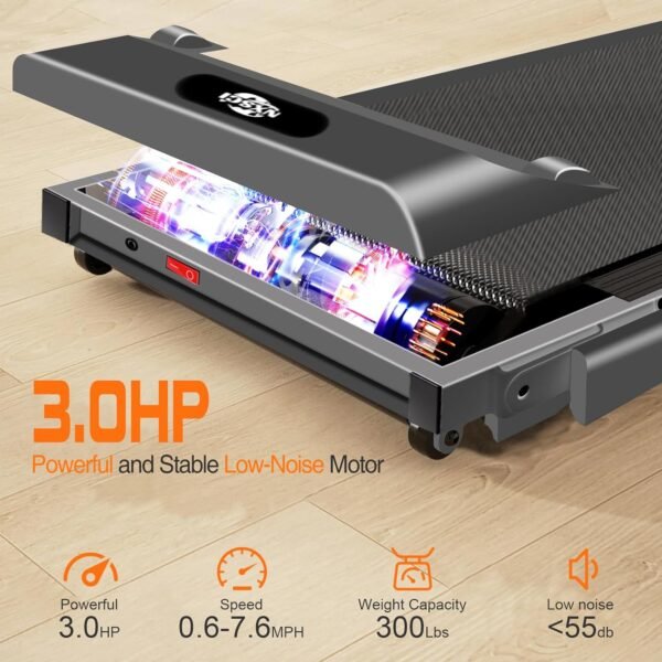 Folding Treadmill, 3.0HP Portable Foldable Treadmills for Home with 12 Preset Programs, LED Display, Compact Small Treadmill for Office, Walking Pad Treadmill, 300 LBS Capacity - Image 3