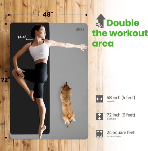 Large Yoga Mat (6'x4') Extra Wide Workout Mat for Home, Non Slip Fitness & Exercise Mat for Home Gym, Yoga, Pilates, Stretching, and Floor - Image 4