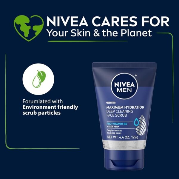NIVEA MEN Maximum Hydration Deep Cleaning Face Scrub With Aloe Vera, 3 Pack of 4.4 Oz Tubes - Image 11