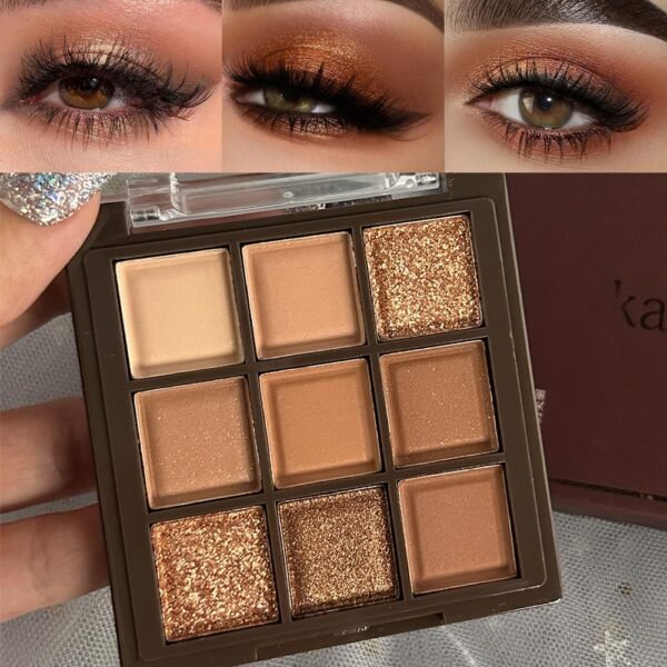 AMY'S DIARY Rose Gold Dark Brown Colorful neutral Eyeshadow Palette Makeup,9Color Matte Shimmer Natural Smokey Eye Eyeshadow palettes Highly Pigmented Neutral Long Lasting Waterproof - Image 2