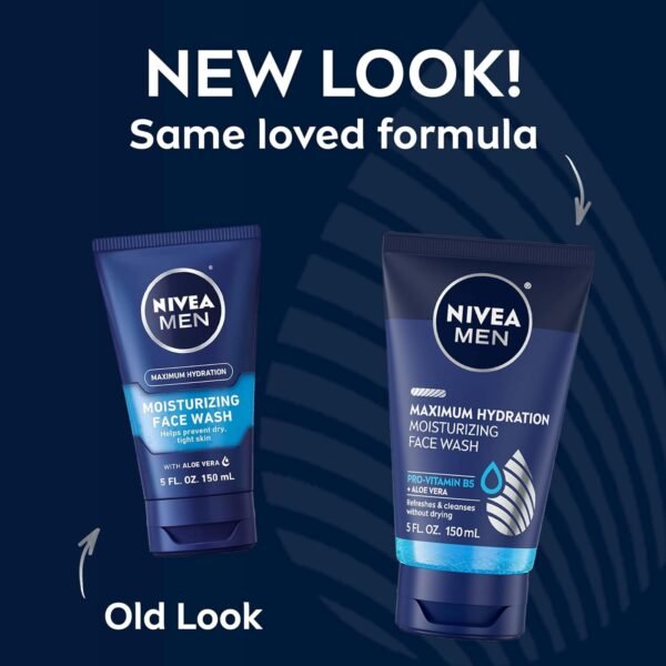 NIVEA MEN Maximum Hydration Moisturizing Face Wash with Aloe Vera, Boosts Moisture and Helps Prevent Tight, Dry Skin, 5 Fl Oz Tube - Image 3