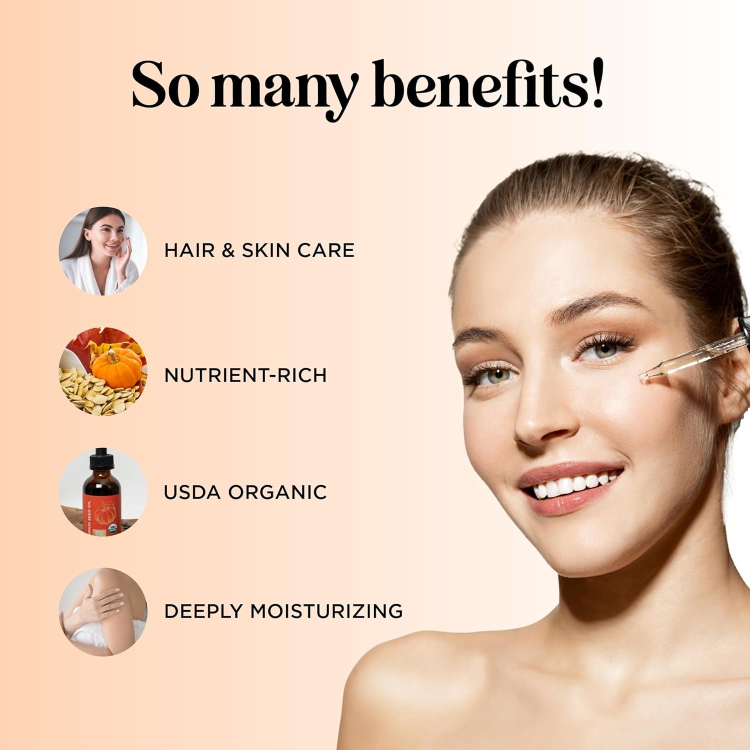 USDA Organic Pumpkin Seed Oil - 100% Pure Pumpkin Seed Oil for Hair Growth Dry Skin and Anti Aging Face Oil - Organic Hair Oil for Dry Damaged Hair and Growth - Virgin Cold Pressed & Unrefined (4oz) - Image 4