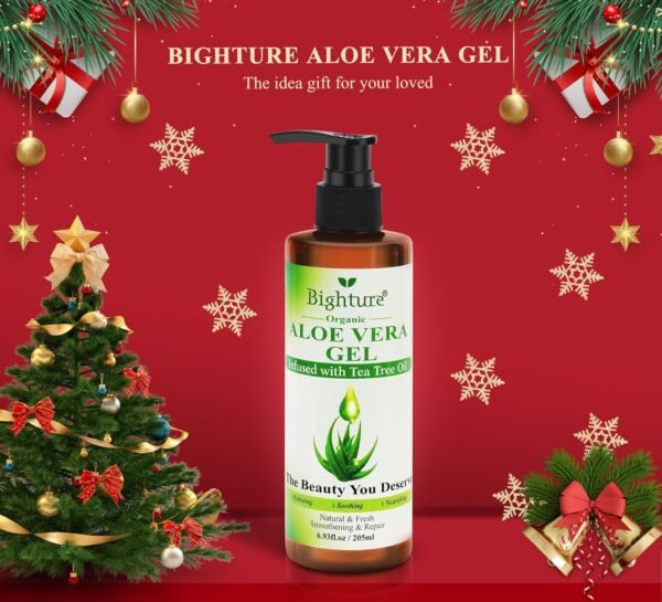Organic Aloe Vera Gel with Tea Tree Oil for Face & Body, Freshly-cut Aloe Vera Gel Ideal for Skin, Scalp, & Hair Hydration, Calming Moisturizer for Soothing After Sun Care Relief, 6.93 oz - Image 10