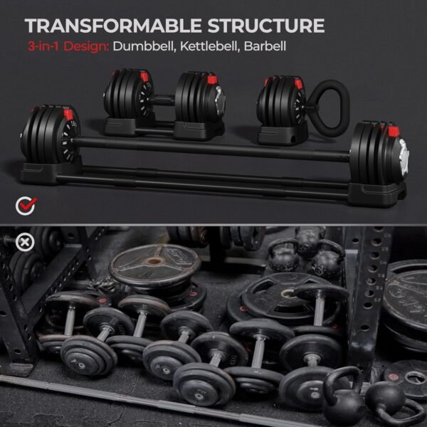 Yaheetech Adjustable Dumbbell Set Free Weight Dumbbells 40lbs/52.5lbs/90lbs Fast Adjust Dumbbells Dumbbell Weight Set, with Tray for Men/Women Strength Training Equipment - Image 7