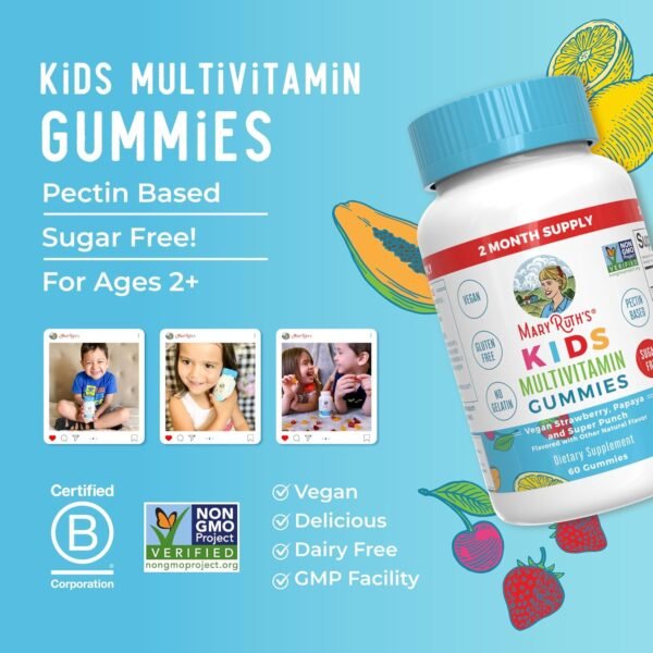 MaryRuth Organics Kids Vitamins | Multi | Sugar Free | 2 Month Supply | Kids Multivitamin Gummies for Ages 2+ | Multivitamin for Kids | Vitamins for Kids | Vegan | Only 1 Gummy a Day | 60 Count | - Image 9
