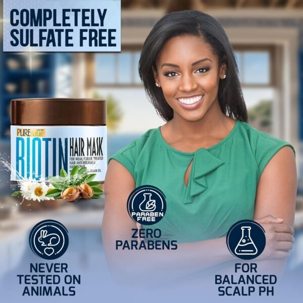Biotin Hair Mask - Deep Conditioner with Collagen and Keratin for Dry, Damaged and Curly Hair - Fine Conditioning Moisturizer Treatment for Strengthening - Hydrating Care Products for Women and Men - Image 7