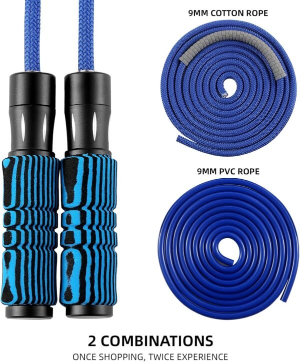 Weighted Jump Rope for women men adults fitness,skipping rope with Adjustable Cotton and PVC rope, Aluminum+Foam Handle Great for Crossfit Training, Boxing, and MMA Workouts - Image 7