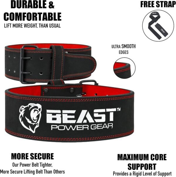 Weight Lifting Belts - Free Strap 4” Wide 10mm Thick for Weightlifting Bodybuilding Powerlifting Belt Superior Back Support Gym Belts for Men Women - Image 5