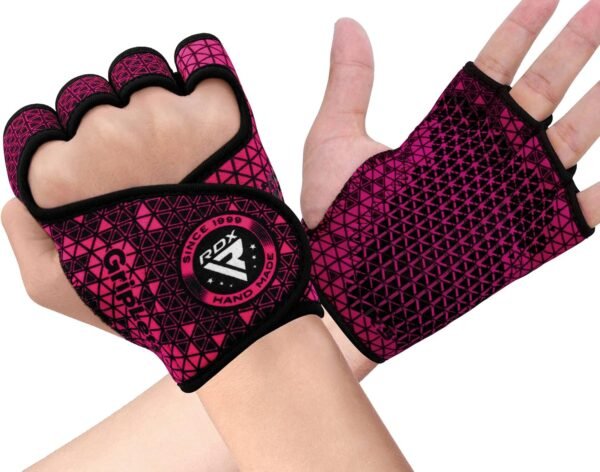 RDX Weight Lifting Gloves Grip, Non Slip Neoprene Ventilated Gym Barehand Gripper, Silicon Palm Protection, Powerlifting Fitness Strength Training Bodybuilding, Chin Pull ups Bar Calisthenics Workout - Image 2