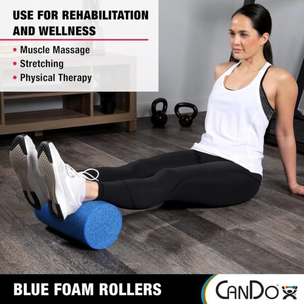 CanDo Blue PE Foam Rollers for Fitness, Exercise Muscle Restoration, Massage Therapy, Sport Recovery and Physical Therapy for Homes, Clinics, and Gyms 6" x 36" Round - Image 5