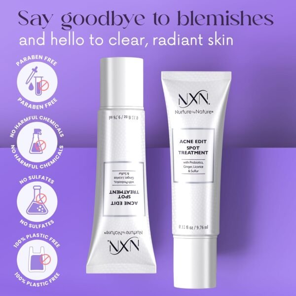 NXN Acne Edit Spot Treatment with Probiotics, Licorice Root, Ginger and Colloidal Sulfur, to rapidly reduce acne blemish size - Image 7