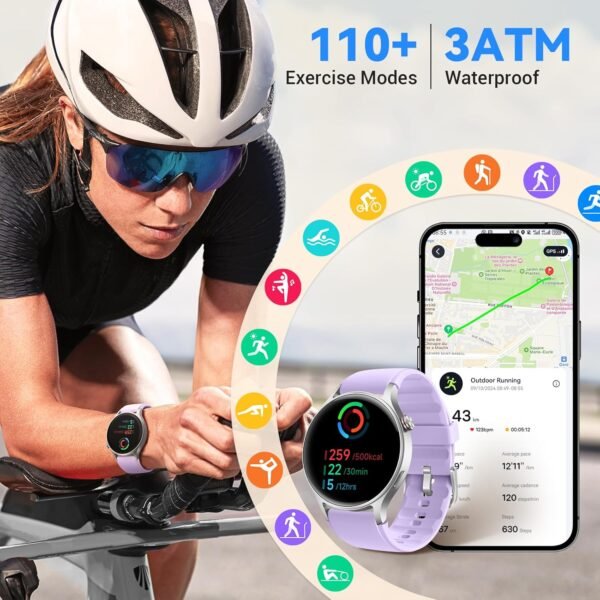 Fitpolo Smart Watch for Women,1.3" AMOLED Touchscreen Fitness Tracker, Make/Answer Calls, Heart Rate SpO2 Monitor, IP68 Waterproof, Sleep & Activity Tracking Smartwatch for Android Phones iPhone - Image 7