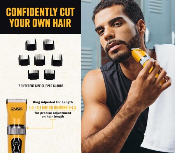 Clipper & Grooming Set for Men, Cordless Hair & Beard Trimmer, Quiet, Titanium Plated, Waterproof, Won’t Get Hot & Blades Stay Sharp, The Cut Buddy - Image 4