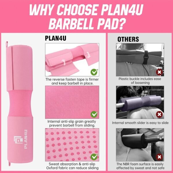 Barbell Pad Set for Squat Hip Thrusts, Upgraded Workout Foam Weight Lifting Bar Cushion Shoulder Neck Support with Anti-slip Grain, Fits Standard Olympic Bars & Smith Machine - Image 4