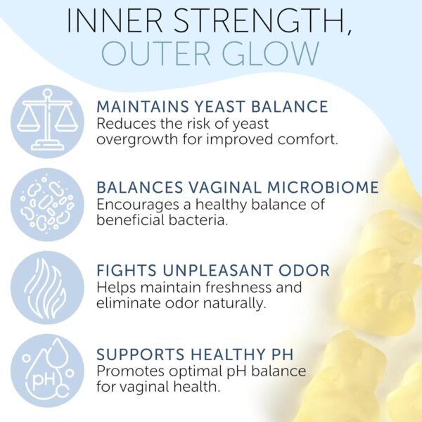GynoCare Vaginal Probiotics Gummies for Women | pH Balance & Odor Support | Prebiotics and Probiotics for Women | Female Vaginal Probiotics for ph Balance and Vaginal Health | 60 Gummies - Image 6