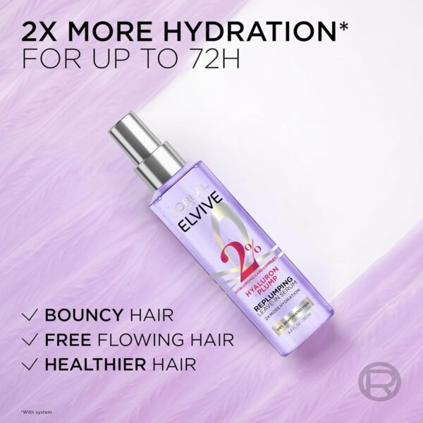 L’Oréal Paris Elvive Hyaluron Plump Moisture Plump Hair Serum for Dehydrated, Dry Hair with Hyaluronic Acid Care Complex, Paraben-Free, 4.4 Fl Oz - Image 7