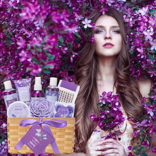 Gift Basket for Women, Luxury 11Pcs Floral Perfume Scents Bath and Body Home Spa Gift Kit with Bubble Bath, Body Lotion, Relaxing Self Care Gifts Basket for Her, Birthday Gifts for Women - Image 6