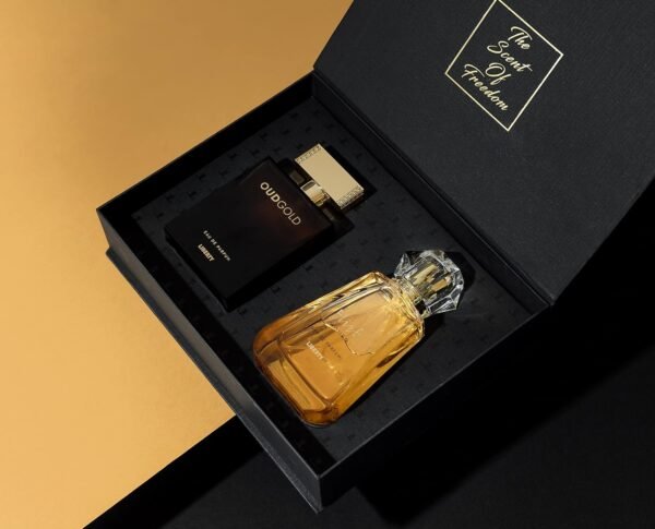 Liberty Luxury Perfume Gift Set - Flirt and OudGold for Men and Women (100ml/3.4Oz each), Eau De Parfum (EDP) Spray, Designed in France, Long Lasting Smell - Image 4