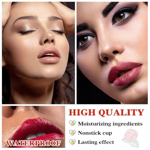 6 Colors Matte Nude Lipstick Set Liquid Lipstick Velvet Lip Gloss Lip Stain Long Lasting Waterproof Nude Pink Lipstick Set for Women Lip Makeup (SET-B) - Image 5