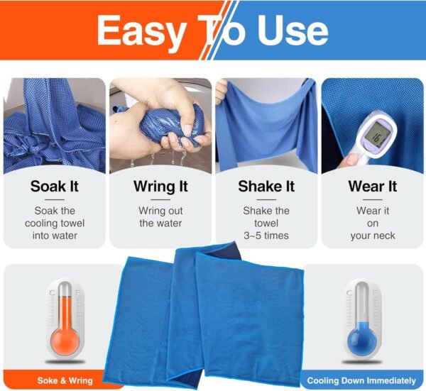 4Monster Cooling Towel for Neck and Face,Microfiber Cold Towel for Hot Weather,Quick Dry Ice Chilly Towel Cooling Rags for Neck Stay Cold for Gym,Yoga,Sport,Running,Camping,Fitness(40 x 12 inches) - Image 5