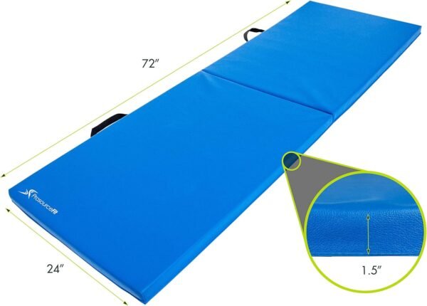 ProsourceFit Bi-Fold Folding Thick Exercise Mat 6’x2’ with Carrying Handles for MMA, Gymnastics Core Workouts - Image 3