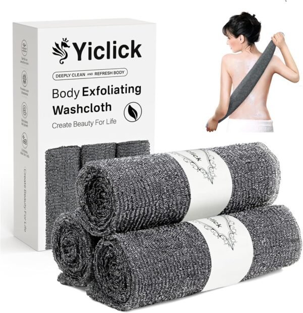 Yiclick Exfoliating African Net Sponge - Exfoliating Body Scrubber Exfoliator, Exfoliating Washcloth Towel, Exfoliate Rags Wash Cloth Loofah Sponge for Body Scrub, Back Scrubber (Black) - Image 2