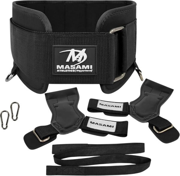 2-in-1 Weight Lifting Belt with Gloves - Self-Locking Weightlifting & Dip Set Belt with Rope & Gloves - Multi-Functional Belt for Lifting, Squats, Dips - Image 2