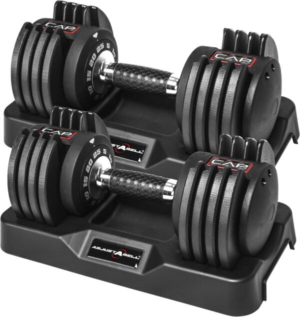 CAP Barbell ADJUSTABELL Adjustable Round Dumbbell Weights - Pairs | 12.5 lb, 25 lb & 55 lb Single Weight Options - Image 2