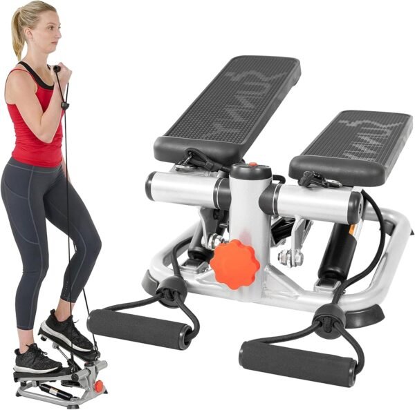 Sunny Health & Fitness Total Body 2-in-1 Stepper Machine, Total Body Workout, Adjustable Hydraulic, Resistance Bands, Non-Slip Pedals w Optional Free SunnyFit App Enhanced Bluetooth Connectivity - Image 2