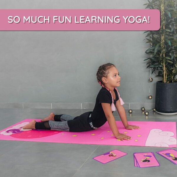 Kids Yoga Mat Set for Boys & Girls - Doll, Unicorn, Mermaid, Panda, Dinosaur and UnderWater - Chemical Free - Non-Toxic - Non-Slip - 60 X 24 X 0.2 Inches - w/ 12 Yoga Cards - Cute Carrier Bag - Ages 3-12 - Image 8