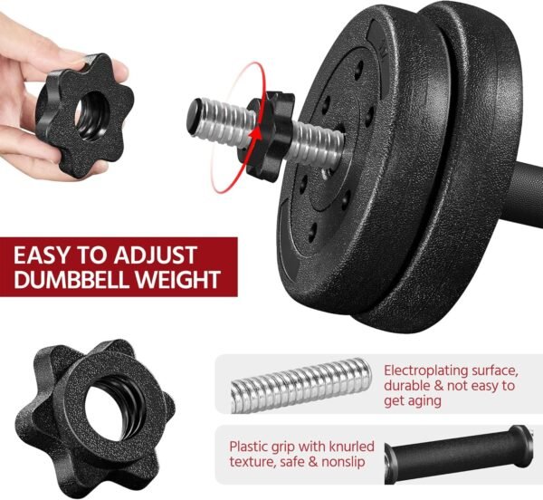 Yaheetech Adjustable Dumbbells Weight Set Dumbbell Weights Exercise & Fitness Equipment w/ 4 Spinlock Collars for Women & Men Home Gym Strength Training - Image 6